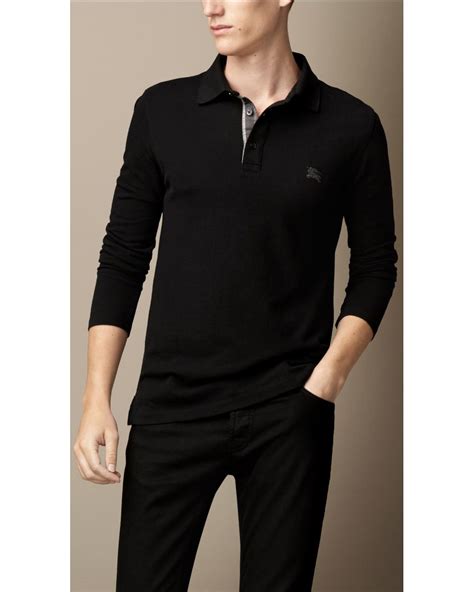 replica burberry long sleeve polo|burberry black long sleeve shirt.